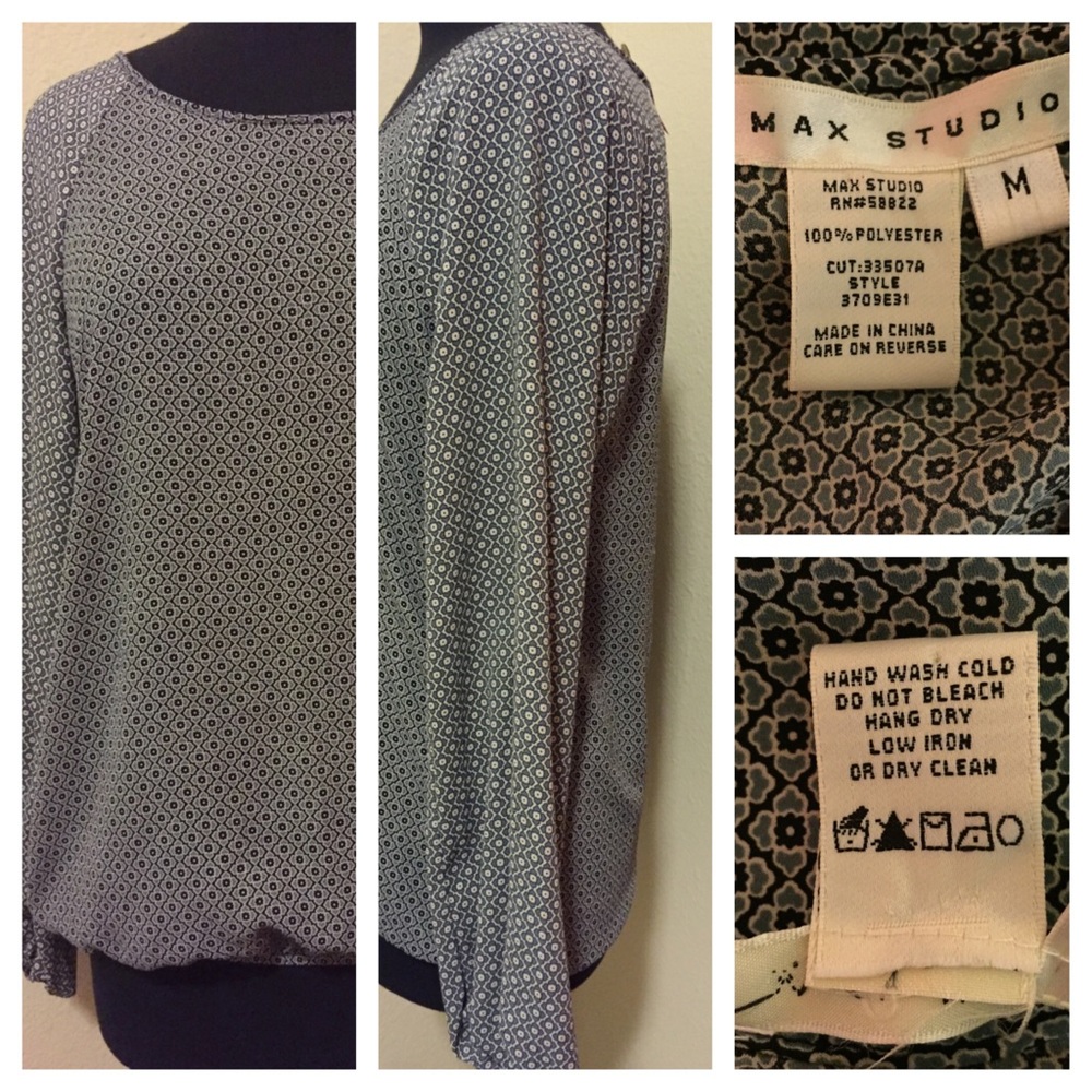 Max Studio printed long sleeve blouse-M